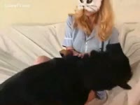 Zoophilia Porn - Masked legal age teenager enjoys zoophilia with dog